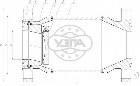 Клапан обратный поворотный фланцевый Dn100 Pn16 12Х18Н9Т