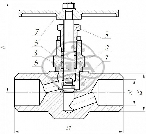 Клапан запорный Dn25 Pn100 под приварку Ст. 20 15с68нж