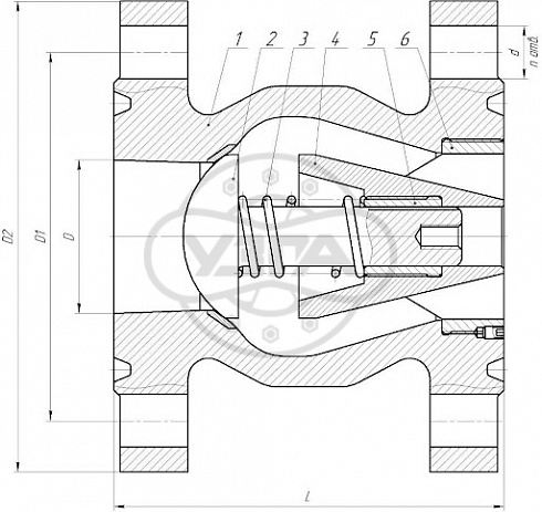 Клапан обратный осесимметричный фланцевый Dn400 Pn40 Ст. 20