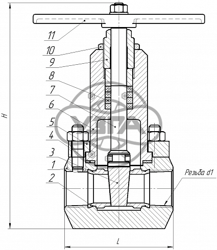 Задвижка клиновая стальная муфтовая Dn20 Pn100 Ст. 20 31с45нж