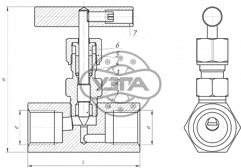 Клапан запорный Dn15 Pn250 муфтовый Ст. 35 15с54бк