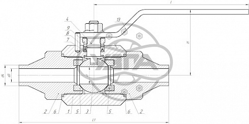 Кран шаровой разборный трехсоставной под приварку Dn25 Pn125 Ст. 20 11с45п