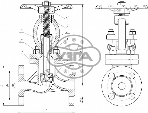 Клапан запорный Dn15 Pn40 фланцевый 20Л 15с22нж