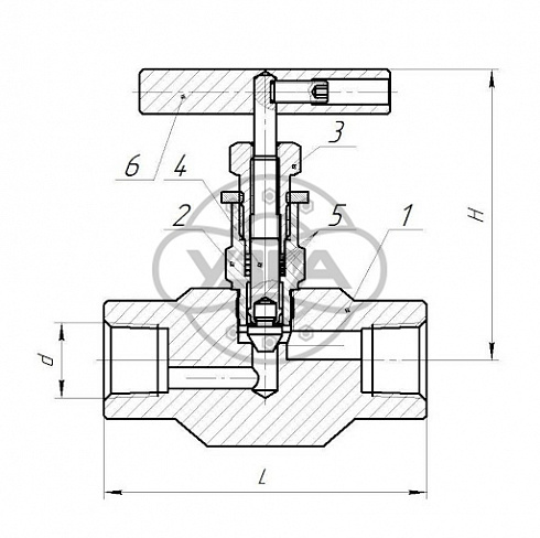 Клапан запорный Dn15 Pn100 муфтовый 10Х17Н13М2Т 15нж68нж-01