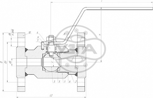 Кран шаровой разборный двухсоставной фланцевый Dn10 Pn40 12Х18Н10Т 11нж45п