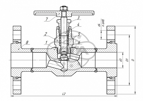 Клапан запорный Dn15 Pn63 фланцевый 09Г2С 15лс52нж